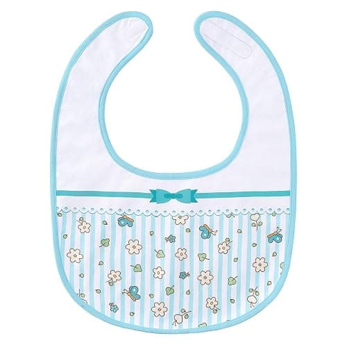 Littleforbig Cotton Waterproof Babydoll Printed Pink Floral Adult Bib with Adjustable Hook-and-Loop Fastener Closure - Image 1