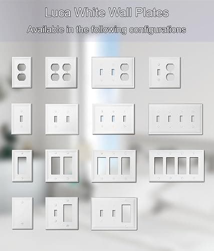 OKAWYC Single Toggle Light Switch Cover Luca Metal Wall Plate, 4-Pack White 1 Gang, Light Switch Cover Decorative Wallplate, Durable thumbnail 7