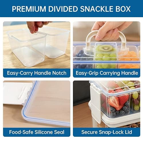 HestiaSnax Snackle Box Container with 2 Ice Packs, Double Layer 10-Compartment Divided Serving Tray, Large Chilled Portable Snack Box with Insulated Bag for Charcuterie, Beach, Travel, Road Trip thumbnail 6