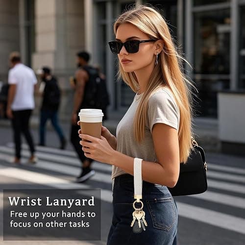 Hovmwey Elastic Wristlet Keychain for Women Men, Cute Car Key Chain, Braided Wrist Strap Lanyard for Keys ID Badges thumbnail 2