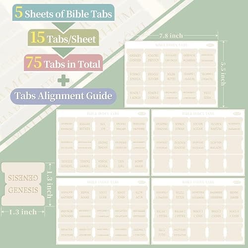 JIXZEN Bible Tabs for Women and Men, 75 Laminated Index Tabs with Embossed Gold Foil Lettering, Durable Neutral Bible Study Tabs for Easy Navigation, Bible Journaling Supplies thumbnail 3