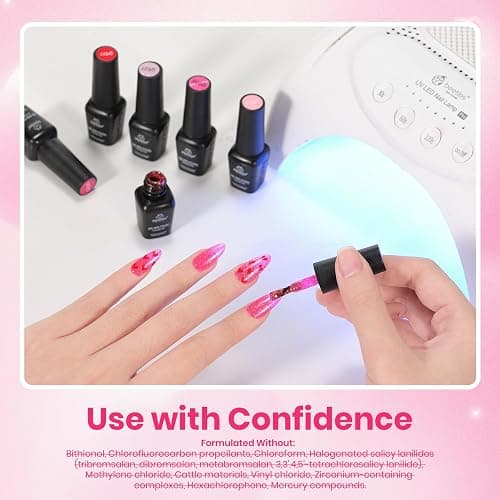 Beetles Pink Gel Polish Set, 25 Colors Red Purple Glitter Love's Prism Soak Off Kit with Base Top Coat& Nail Tools, Salon DIY Manicure Gift for Women thumbnail 5