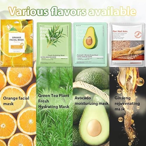 Kaely 10 Pack Variety Sheet Masks, Spa Party Face Masks for Kids Skin Care, Facial Mask Skincare Set Korean, Moisturize Nourish for All Skin Types, Birthday Gifts for Women Men Girls, Set01 - 10 Count (Pack of 1) - 10Pcs-Set01-Variety thumbnail 3