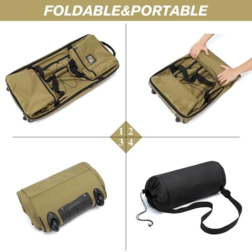 Laripwit Sac de Voyage Pliable à roulettes XXL 130-170L Extensible Sac de Sport avec roulettes 36'' Extra Large Sac à Bagages Souple avec Poignées Multiples, Marron thumbnail 3