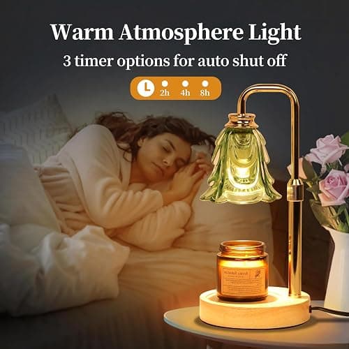 Droyek Candle Warmer Lamp with Timer Electric Candle Warmer Lamp Adjustable Height Dimmable Wax Warmer Lamp Jar Candles with 2 Bulbs for Home Decor & Office thumbnail 7