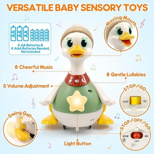 LUDILO Infant Baby Toys 6-12 Months: Musical Crawling Duck Toy Must Have 6 7 8 9 10 12 18 Month Old Baby Toy 6-12-18 Month Newborn Tummy Time Toys for 1 Year Old Boy Girl Gifts Stocking Stuffers thumbnail 5