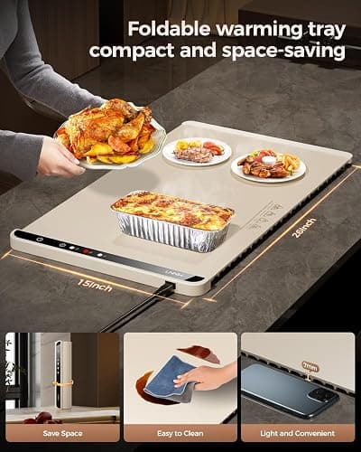 Warming Mat for Food,Food Warming Mat,Electric Warming Tray for Buffets Party and Home Daily Use,Heating Fastly in 10s,Portable Design,Timed Function for Your Family. thumbnail 3