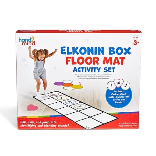 hand2mind Elkonin Box Floor Mat Activity Set, Phonemic Awareness, Ages 3+ | Phonics Games, Science of Reading Classroom Materials, Gross Motor Toys, Kids Active Play, Preschool Classroom Must Haves - Image 1