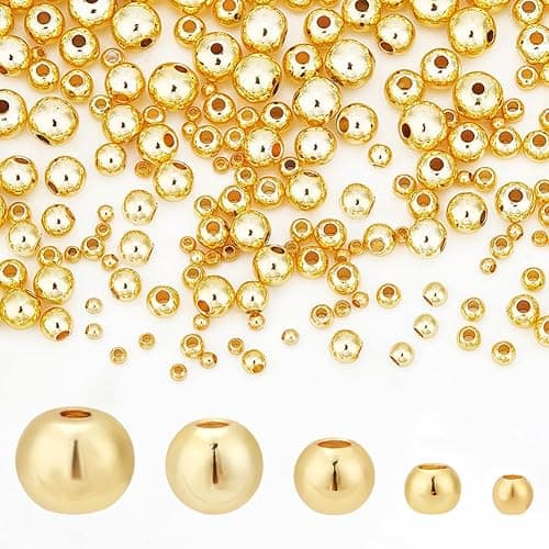 PH PandaHall 300pcs 18K Gold Plated Spacer Beads, 5 Sizes Smooth Long-Lasting Spacer Beads Metal Round Beads Brass Loose Beads for DIY Bracelet Necklace Earring Jewelry Making, 2/3/4/5/6mm thumbnail 7