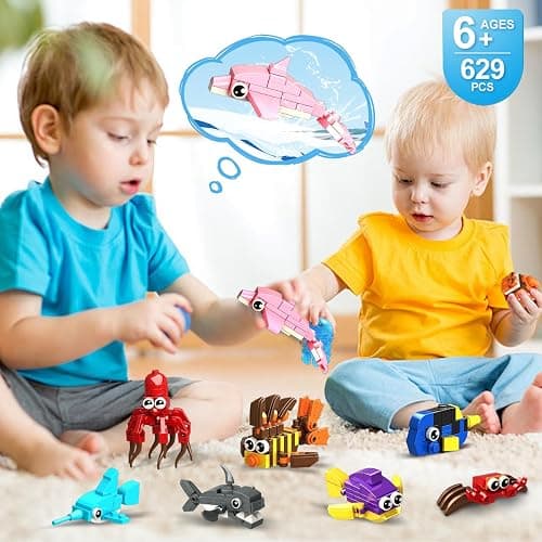 24 Pack Party Favors for Kids Ocean Building Set for Boys Girls Age 6-12 | 629 PCS Mini Building Block Toy for Party Favors, Goodie Bag Fillers Classroom Prizes Birthday Back to school Valentines Day thumbnail 2
