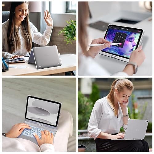typecase Touch iPad 11th 10th Generation Case with Keyboard (11" 2025, A16 & 10.9" 2022) – 360° Rotatable, 11-Color Backlit, Multi-Touch Trackpad, Pencil Holder, Thin & Light – Silver thumbnail 6