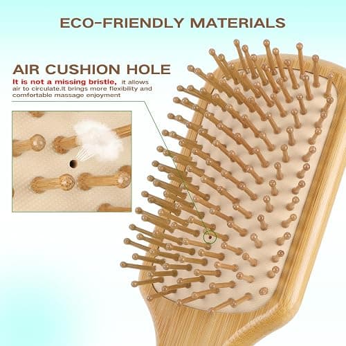 100% Bamboo Hair Brushes and Comb Set by Combetter, Comb for Women and Detangling, Great on All Hair, Eco-Friendly and Handmade for Women Men and Kids thumbnail 2
