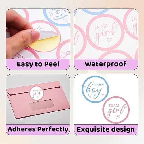 SerpizePaty 60pcs Team Boy or Girl Gender Reveal Stickers | 2 Inch Pink or Blue Baby Shower Stickers, Gender Reveal Decorations for Party Games Supplies thumbnail 4
