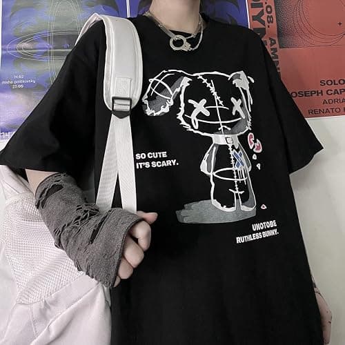 Women Grunge Gothic Bear Tops Print Harajuku Korean Clothes thumbnail 2