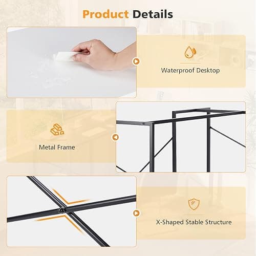NEWBULIG 49.9 inch L Shaped Desk, Corner Computer Gaming Desk for Small Spaces, Small Desks for Bedroom with Reversible CPU Stand, Home Office Writing Table Bright White thumbnail 8