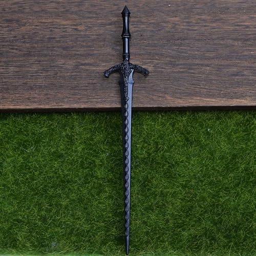 LANGHONG 2PCS Retro Viking Hair Sticks – Black Gothic Metal Sword Hair Pins for Women, Perfect for Renaissance Festivals, Halloween, Thick Hair & Updos (RLAL) thumbnail 5