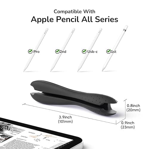 ELETIUO Grip Compatible with Apple Pencil Pro,1st/2nd Generation,USB-C Model,Protective Silicone Sleeve Cover with Anti-Slip Texture,Ergonomic Dual-Head Design,Magnetic Charging and Double Tap,Black thumbnail 4