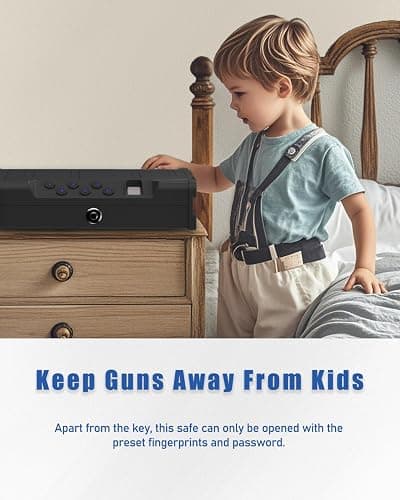 teentan Gun Safe, Biometric Gun Safe for Pistols - Quick-Access Handgun Safe with Fingerprint & Digital Keypad | Fits 2 Pistols | Silent Mode, Heavy-Duty Steel for Home, Nightstand, Car, and Bedside thumbnail 7