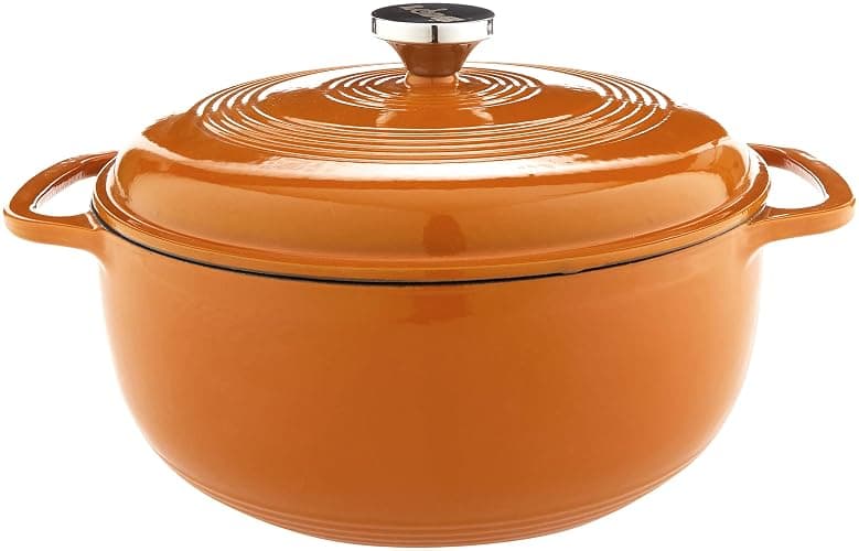 Lodge 6 Quart Enameled Cast Iron Dutch Oven with Lid – Dual Handles – Oven Safe up to 500° F or on Stovetop - Use to Marinate, Cook, Bake, Refrigerate and Serve – Apricot thumbnail 4