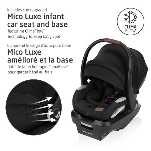 Maxi-Cosi New Generation Zelia Luxe 5-in-1 Modular Travel System, Carriage Mode, Reversible Toddler Seat, Mico Infant Car Seat (included), Enhanced All-Terrain Wheels, Use from Birth – Bassalt Black thumbnail 4