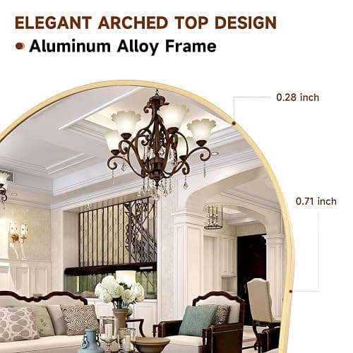 HARRITPURE Arched Full Length Mirror, 58"x18" Floor Mirror with Stand | Extra Large Floor Mirrors Standing Mirror for Bedroom Living Room Bathroom thumbnail 4