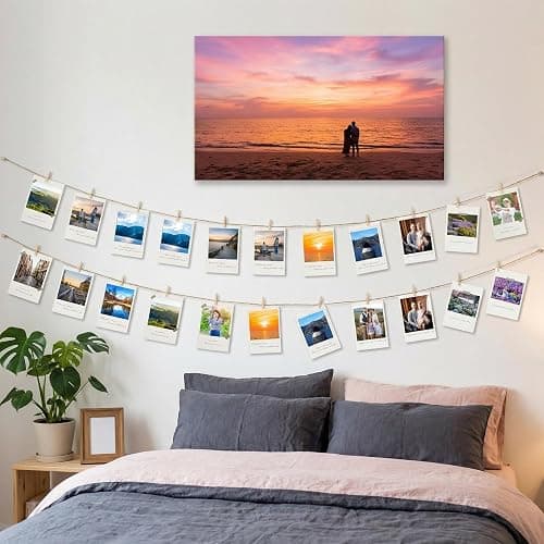 100 Pcs Wooden Clothespins for Photo Hanging Display, Mini Clothes Pins with String, Photo Display Hanging Clips for Crafts Pictures Photos Home Birthday Wedding Party Decoration thumbnail 2