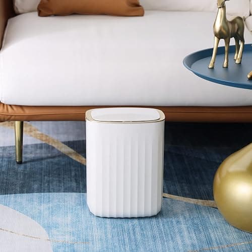 ELPHECO 3.5 Gallon Waterproof Motion Sensor Bedroom Trash Can with Lid Bathroom Decor, Bathroom Accessories Automatic Garbage Bin for Living Room Office, Golden thumbnail 8