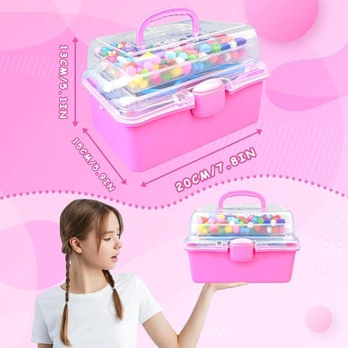 3000 Arts and Crafts Supplies for Kids Craft Kit Craft Box with Pipe Cleaners Arts and Crafts for Kids Age 4-6, 6-8, 8-12 DIY School Supplies Materials Set Toys Gifts for Girls Boys Toddlers, Red thumbnail 7