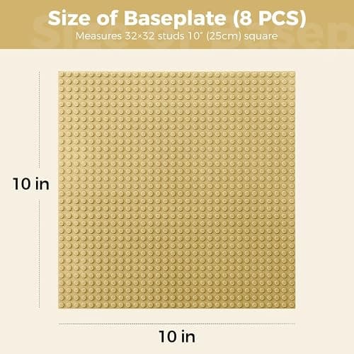 Etarnfly Classic Baseplates Building Plates-10" x 10" Building Boards,100% Compatible with All Major Brands and Activity Table, Creative Platforms Mats for Toy Bricks (Sand, 8 Pack) thumbnail 2