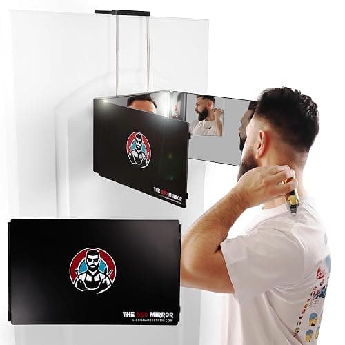 The 360 Mirror - 3 Way Mirror for Self Hair Cutting - Adjustable Trifold Barber Mirro to Cut Your Own Hair - Tri Fold Self Haircut System for Men - Three Sided Mirro for Haircuts (with LED) thumbnail 2