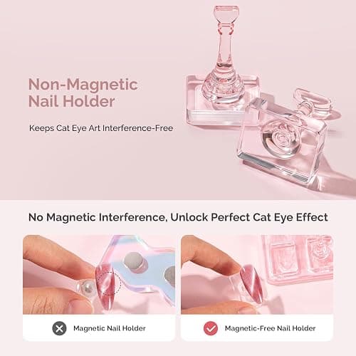 MelodySusie Nail Stand for Press Ons Non-Magnetic Large Acrylic Base, Pink | Cat Eye Friendly, Residue-free Tape, Fit LED/UV Lamps, Nail Tips, For DIY Salon Practice Painting Display, Beginners & Pros thumbnail 4