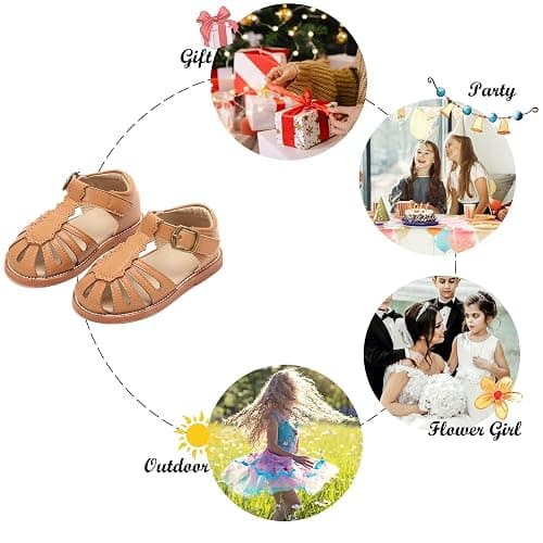 Felix & Flora Toddler Girls Sandals Soft Rubber Princess Flat Shoes Summer Flower Girl Shoes thumbnail 6