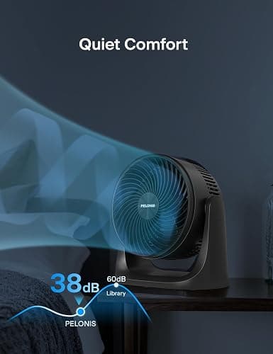 PELONIS 3 Speed Small Room Air Circulator Fan with 7-inch Blade, Table Fan with 100° Adjustable Head Tilt - Desktop Fan for Bedroom,Dorm and Office - Ventilador for Air Conditioner and Heater, Black thumbnail 5