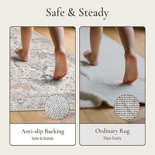GENIMO Runner Rug 3x10, Non Slip Vintage Hallway Runner Rugs, Low Pile Lightweight Machine Washable Mat for Hallway, Entryway, Bedroom, Kitchen and Corridor, Light Taupe Brown thumbnail 8