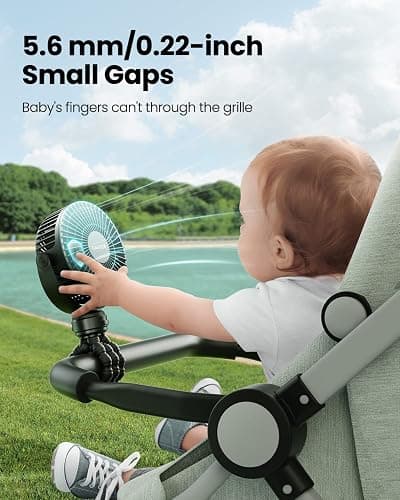 Gaiatop Mini Portable Stroller Fan, Battery Operated Small Clip on, Detachable 3 Speed Rechargeable, 360° Rotate Flexible Tripod Better Cooling for Car Seat Crib Treadmill Travel Black thumbnail 3