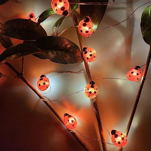 WONFAST Ladybugs Fairy String Lights, 9.8ft 30LED Ladybug Silver Wire String Lights Battery Operated Indoor Outdoor Decorative Light for Garden Patio Bedroom Birthday Party Wedding Christmas (Red) thumbnail 7