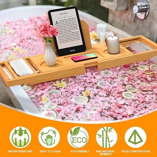 Banlilu Bathtub Tray - Bath Tray Expandable - Bath Tub Tray Table for Bathtub, Ajustable Size, Fits Most Tubs thumbnail 5
