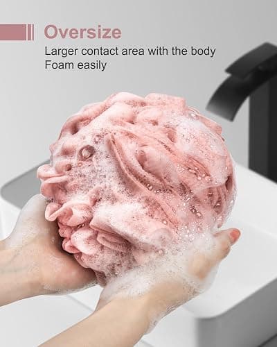 MTDLYICE Loofah Sponge, XXL Large Loofah 100g 4 Pack, Bath Sponge Soft Mesh Shower for Men, Body Scrub, Shower Pouf Bath Accessories, for Body Wash, Soap (Red Soil) thumbnail 2