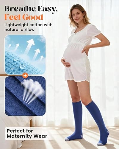 LEVSOX Cotton Compression Socks for Women Men 20-30 mmHg Knee High Cute Support Sock for Nurses Flying Pregnancy thumbnail 4