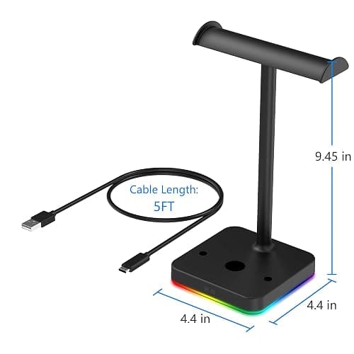 KAFRI RGB Dual Headphone Stand with Wireless Charger Desk Gaming Double Headset Holder Hanger Rack with 10W/7.5W QI Charging Pad - Suitable for Gamer Desktop Table Game Earphone thumbnail 5