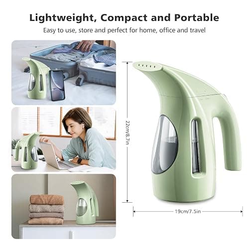 HiLIFE Steamer for Clothes, Portable Handheld Design, 240ml Big Capacity, 700W, Strong Penetrating Steam, Removes Wrinkle, for Home, Office and Travel(ONLY FOR 120V)(Green) thumbnail 2