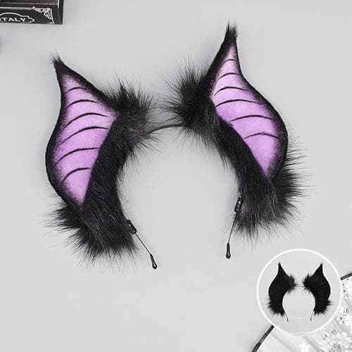 CCUUHJ Cute Handmade Faux Fur Bat Ears Headband Halloween Christmas Cosplay Party Costume Accessories thumbnail 4