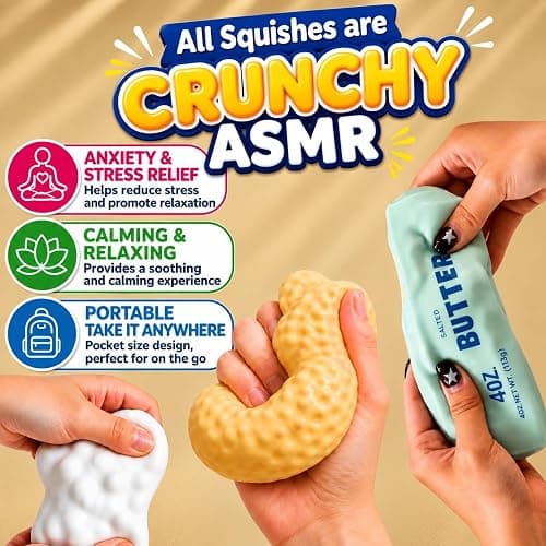 4 PCS Crunchy Butter, Peanut, Soap, Mango Squishy Box, Soft Squishy Toy For Anxiety & Stress Relief, Gifts for Kids & Adults. thumbnail 5