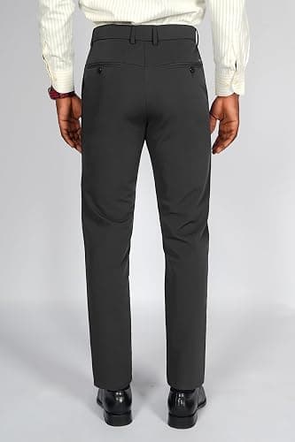 Plaid&Plain Men's 4-Way Flex Stretch Slim Fit Dress Pants thumbnail 8