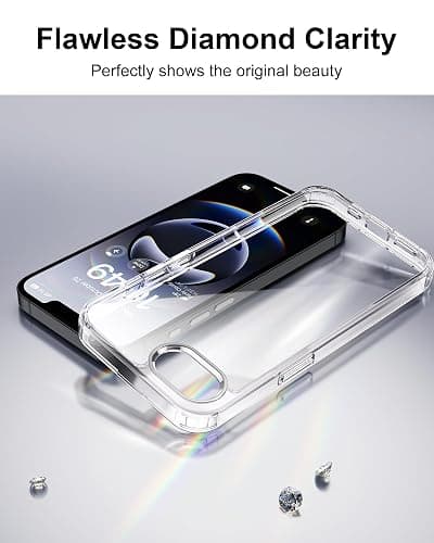 HOOMIL Case for iPhone 16e and iPhone 17e 6.1-Inch, Non-Yellowing, Drop Protection, Anti-Scratch Transparent Hard Back Phone Cover - Crystal Clear thumbnail 3