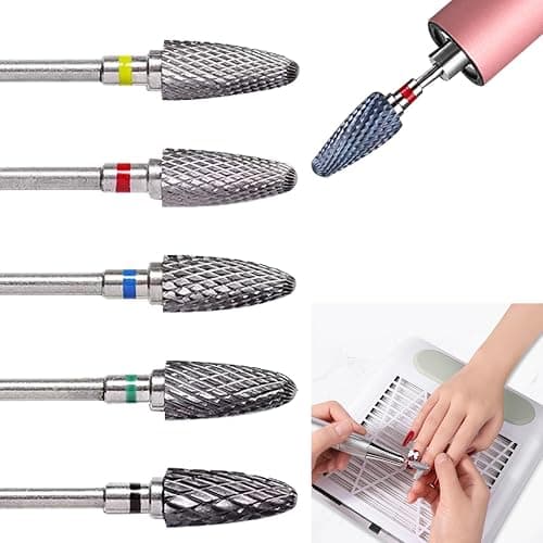 Alicer Bits für Elektrische Nagelfräser, 5 Stück Wolframcarbid Nagelfeile Bits, Professionelle Nagelfräser Aufsätze für Nagel Gel, Acryl Nagel, Maniküre Pediküre thumbnail 8