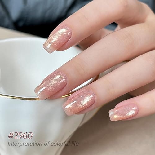 GAOY Cat Eye Gel Nail Polish Set with Magnet for Sparkling Maillard Effect, Caramel Amber Glitter Nail Art, Long Lasting Gel for Home & Salon Manicure thumbnail 2