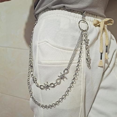 Vivian&CD Jean Chain Belt for Men&Women, Pocket Chain Goth Punk Chain Belt Chain Layered Chunky Pants Chain and Vintage Hip Hop Wallet Chain Jewelry Accessory for Women Men thumbnail 2