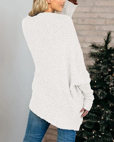 Saodimallsu Women's Chunky Popcorn Cardigan Oversized Open Front Boyfriend Batwing Long Sleeve Fuzzy Knit Sweaters thumbnail 6