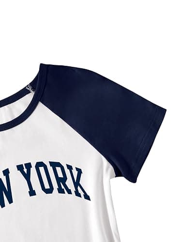 Ecolala Girls Shirts Crew Neck Contrast Raglan Short Sleeve Bow Graphic Tees Cotton Casual Cute Summer Tops thumbnail 3